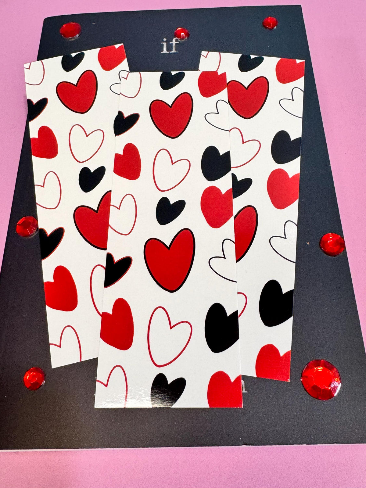Red & Black Hearts Laminated Bookmark | Queen of Hearts
