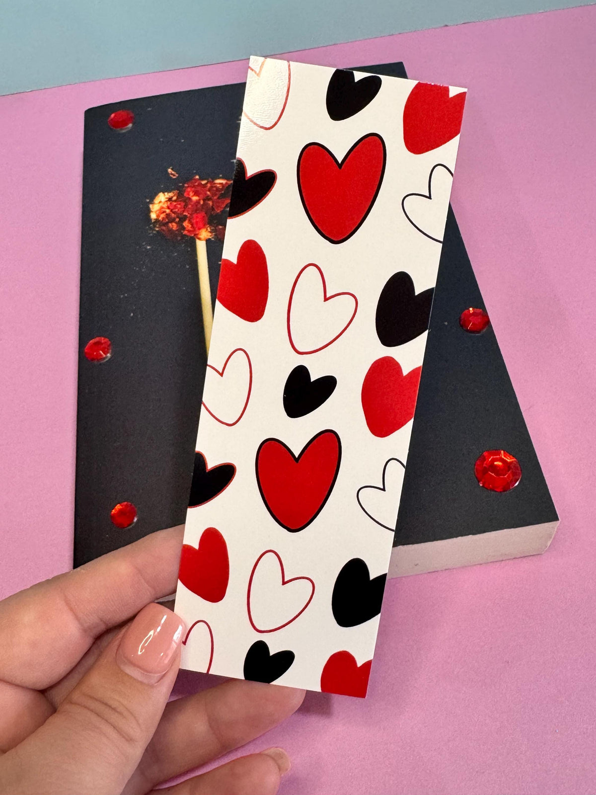 Red & Black Hearts Laminated Bookmark | Queen of Hearts
