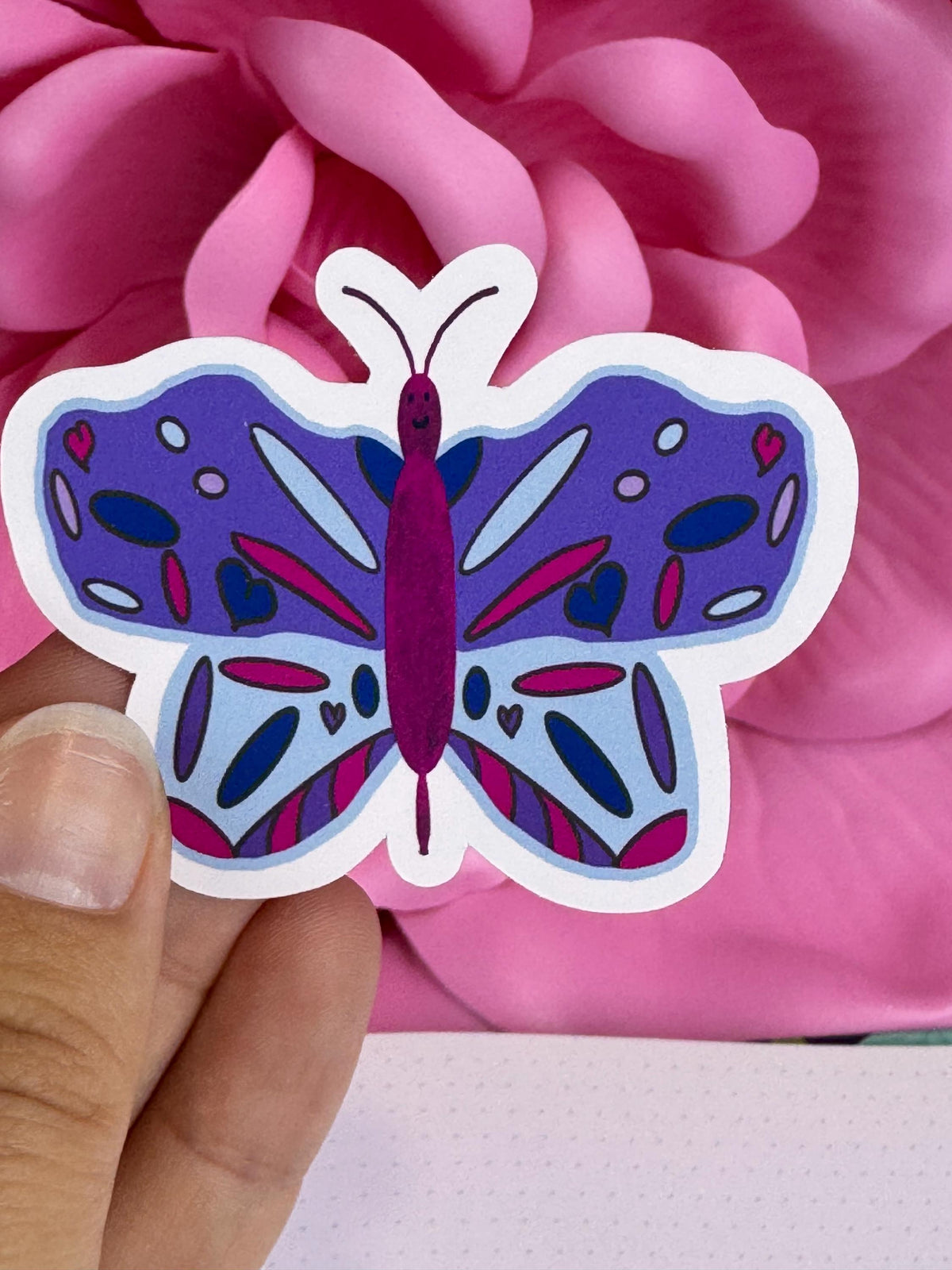 Purple Butterfly Sticker | Hand-Drawn Vinyl Sticker