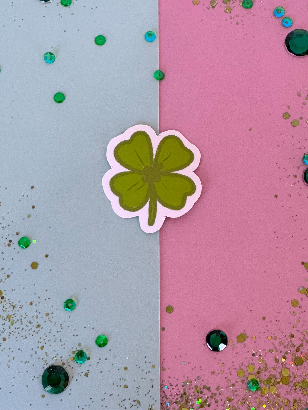 4 Leaf Clover Sticker, Hand Drawn Shamrock, Holographic Planner Journal (1.5x1.5 Inch)