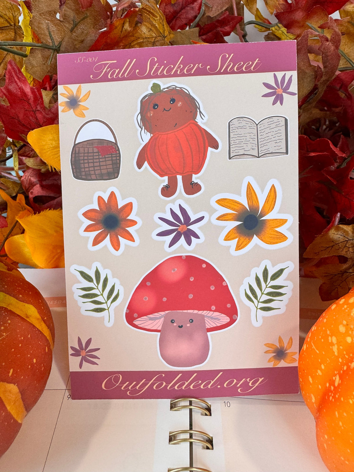 Fall Cute Characters Sticker Sheet, 4x6 Sheet with 9 Stickers