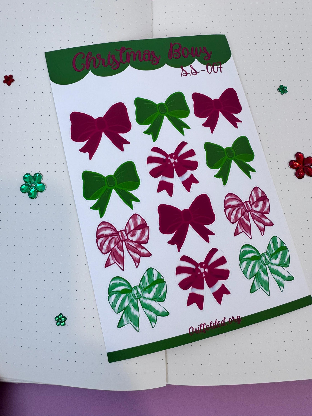 Pretty Bows Sticker Sheet | Christmas Planner Stickers