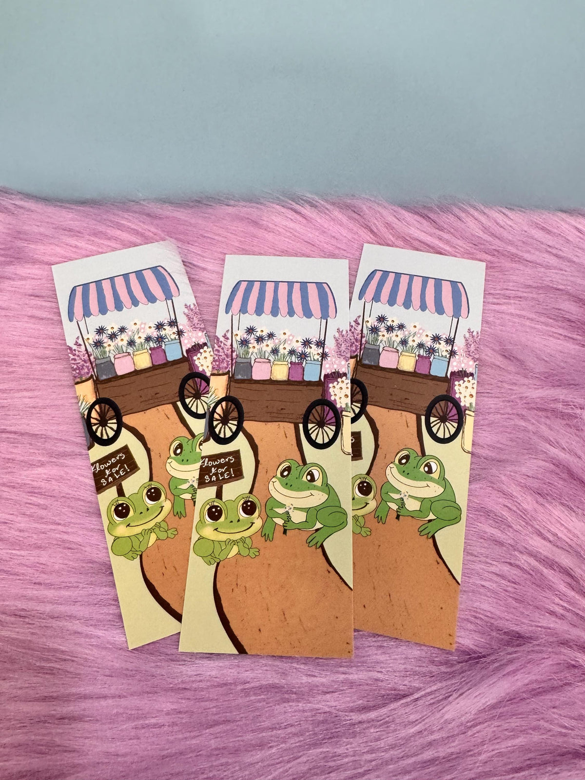 Frog Bookmark | Flower Cart Date | Laminated 2 × 6