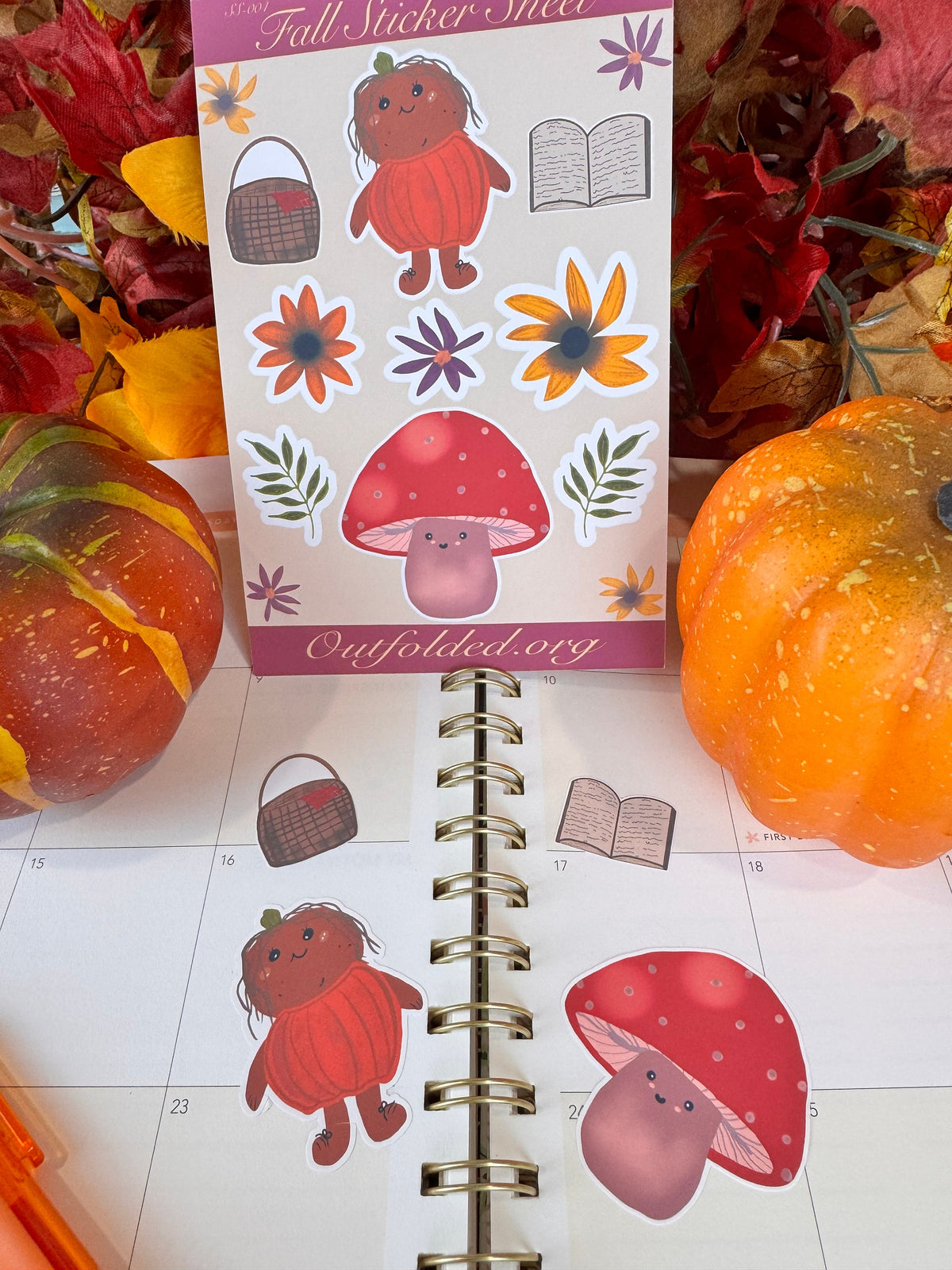 Fall Cute Characters Sticker Sheet, 4x6 Sheet with 9 Stickers