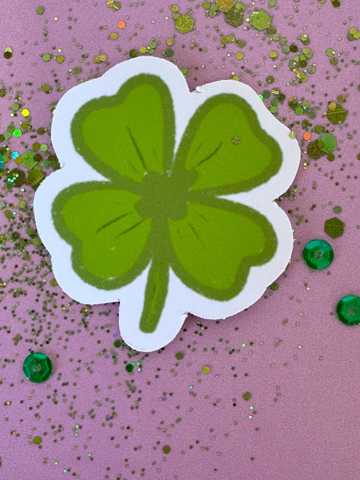 4 Leaf Clover Sticker, Hand Drawn Shamrock, Holographic Planner Journal (1.5x1.5 Inch)