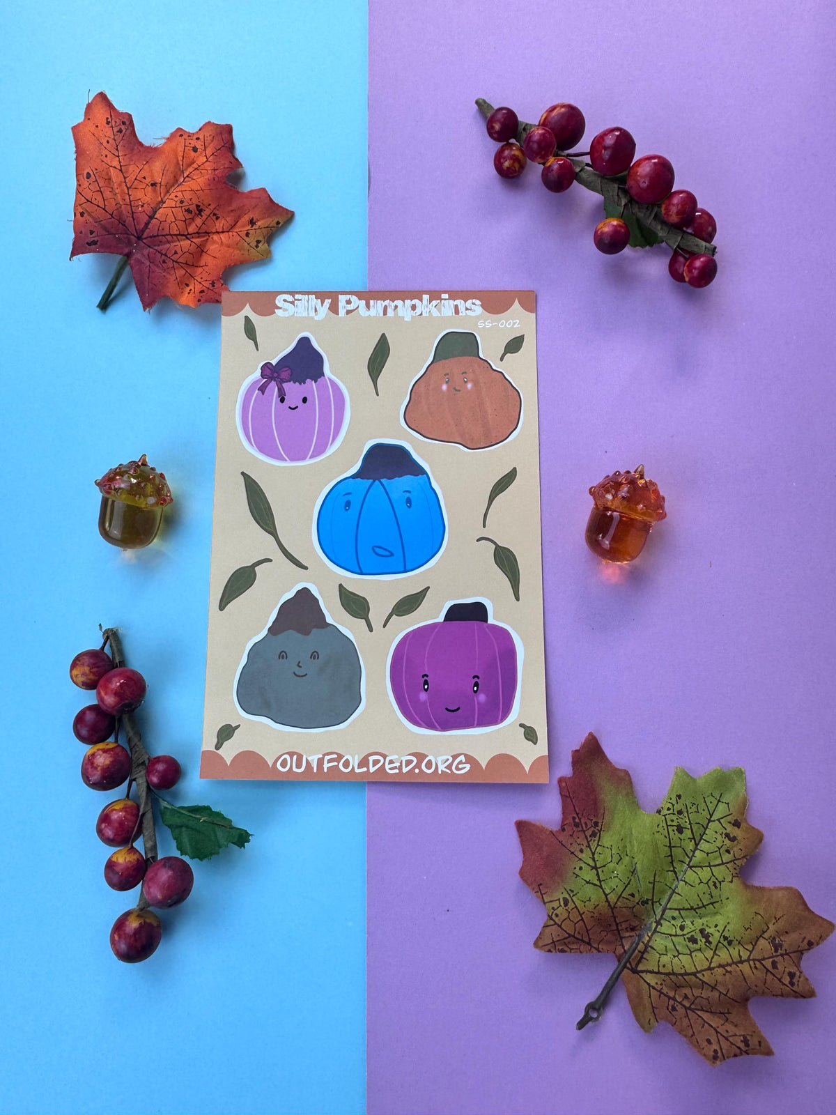 Silly Pumpkins Sticker Sheet - 5 Fun Pumpkin Designs for Scrapbooking, Agendas, Journals, & Playful Labels