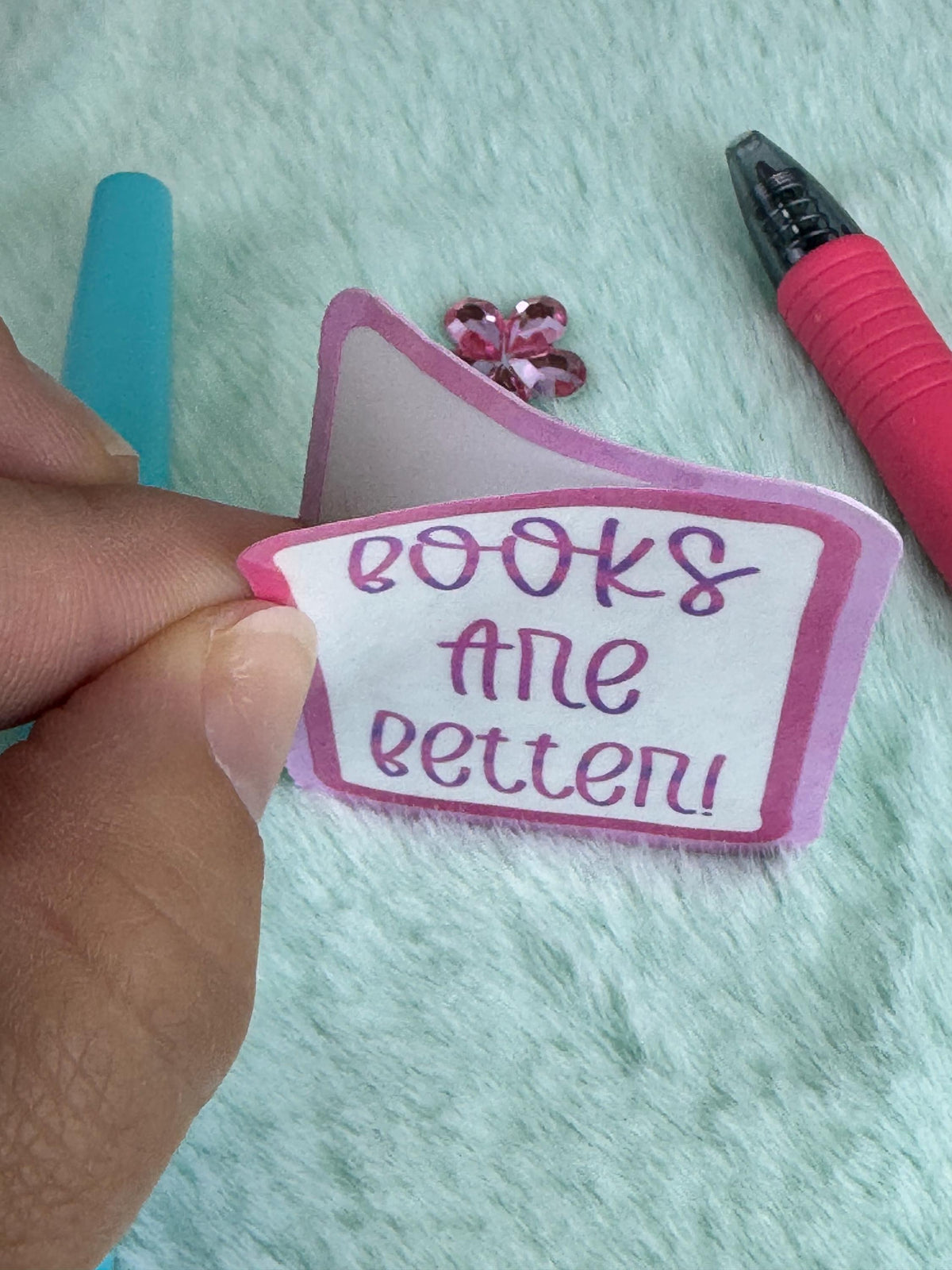 Books Are Better Pink Holographic Sticker | Rectangular Vinyl Sticker For Readers | Book Lover Sticker