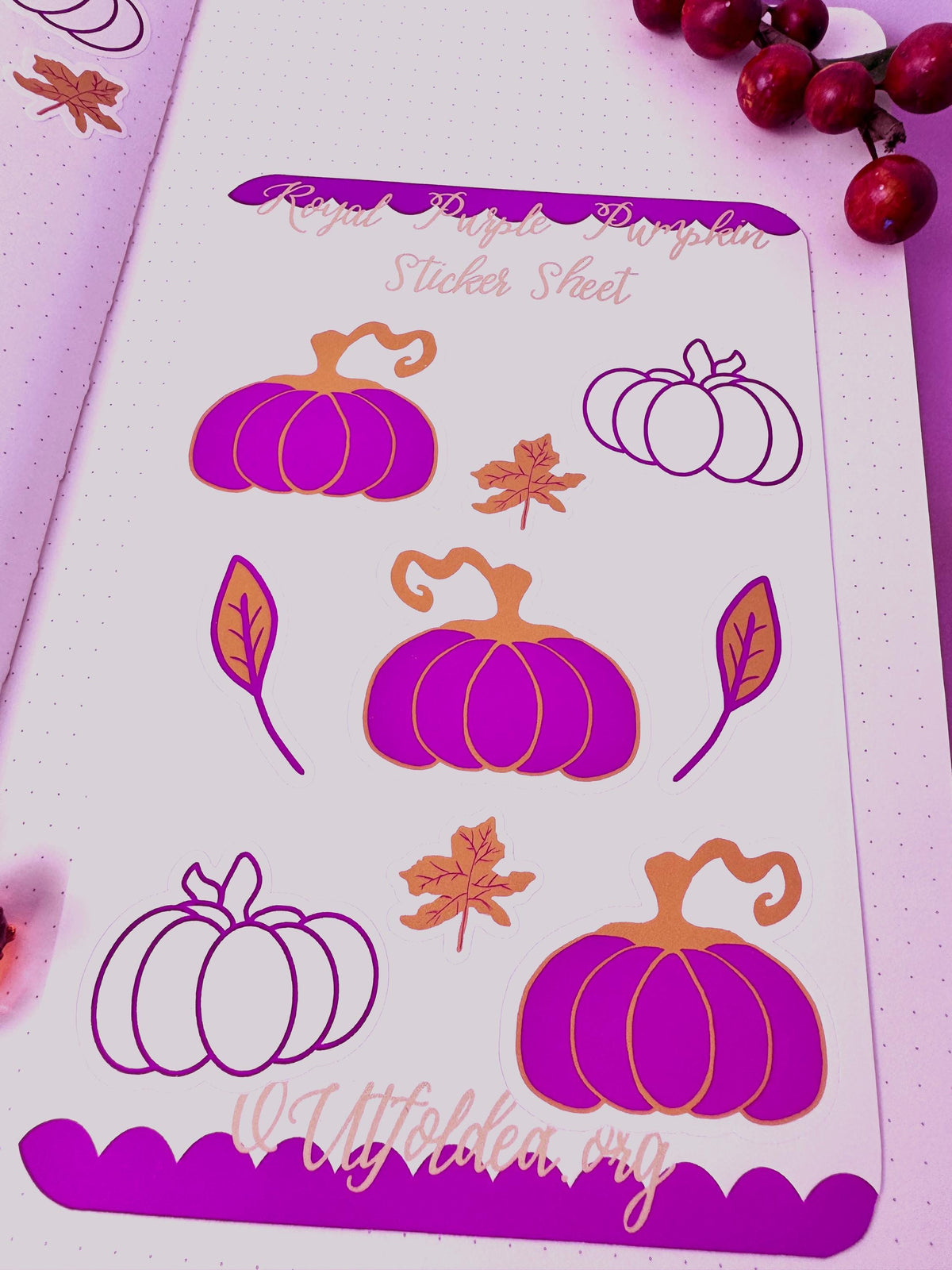 Royal Purple Pumpkin Sticker Sheet For Fall Planner Pages and Agendas For The Autumn Season