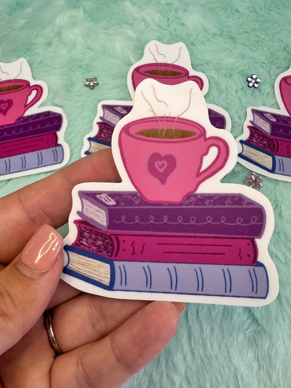 Books and Coffee Vinyl Sticker | Hand-Drawn Reader Gift