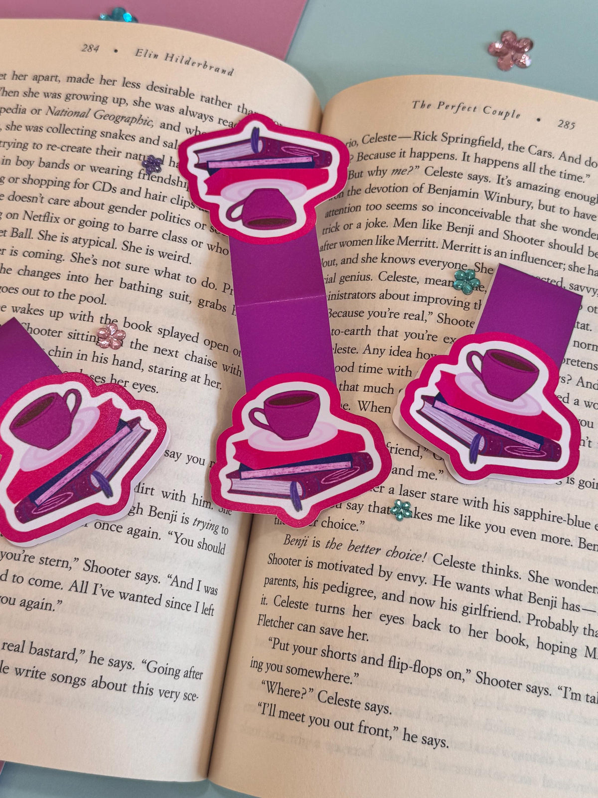 Book Stack & Coffee Magnetic Bookmark