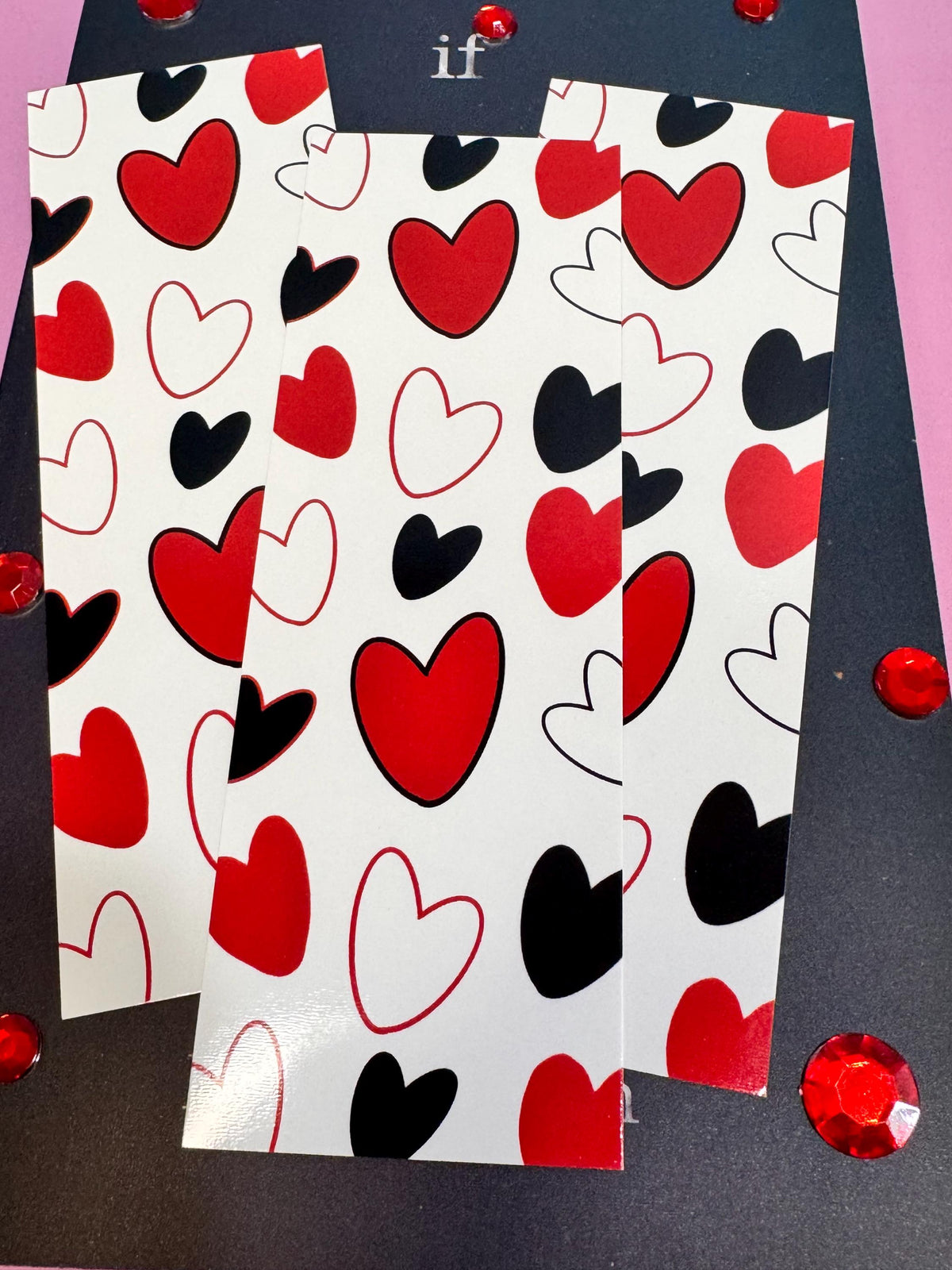 Red & Black Hearts Laminated Bookmark | Queen of Hearts