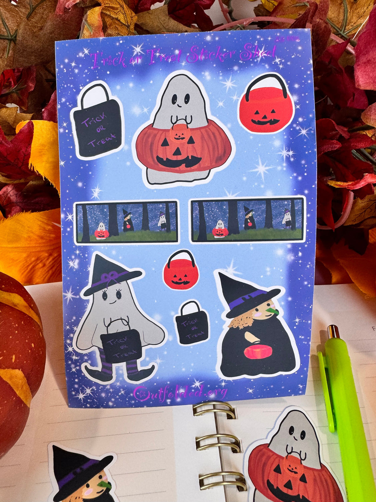 Halloween Trick-or-Treating Buddies Sticker Sheet | 9 Stickers