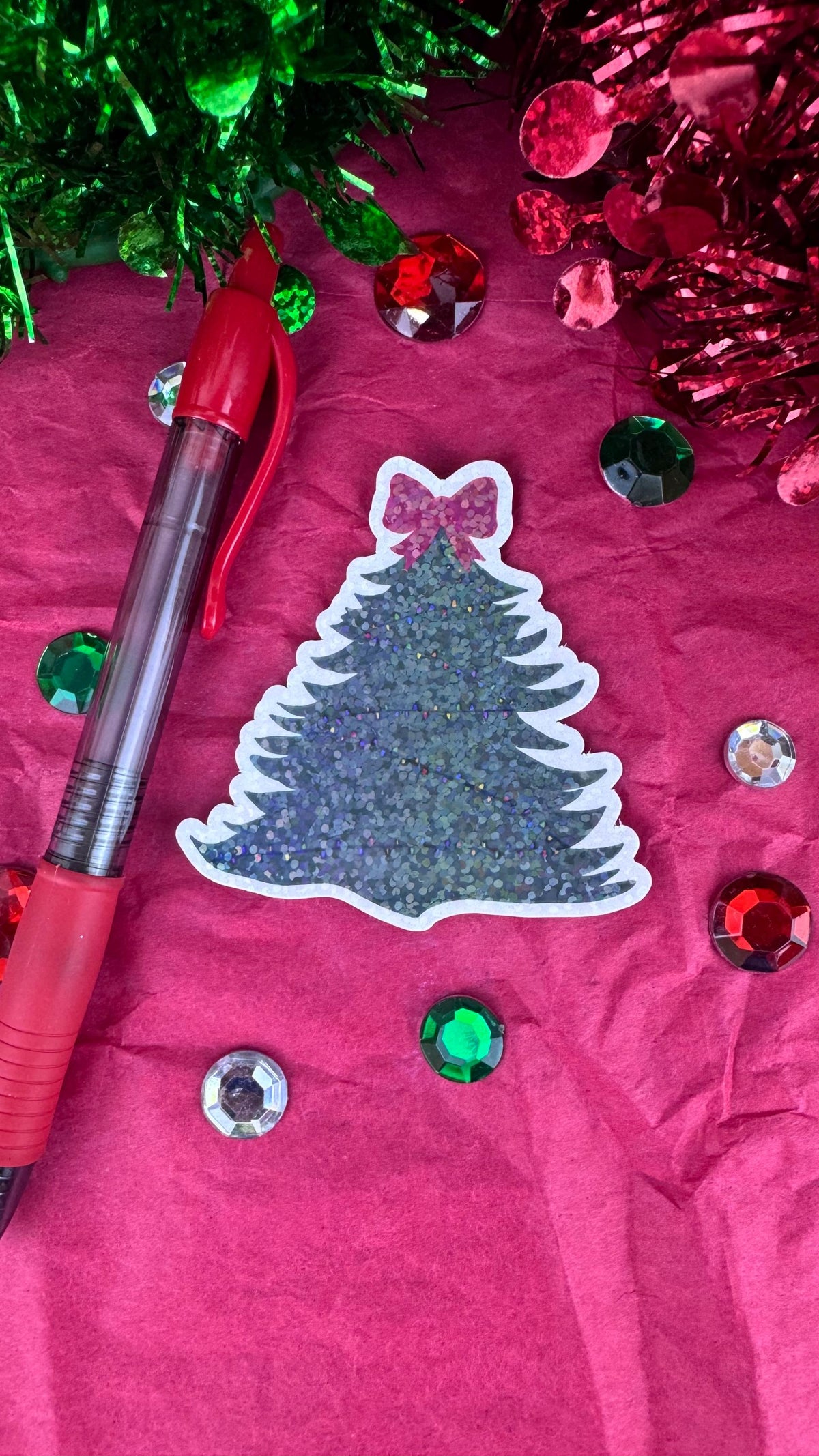 Hand Drawn Christmas Tree Sticker- Festive Holiday Planner or Phone Decor