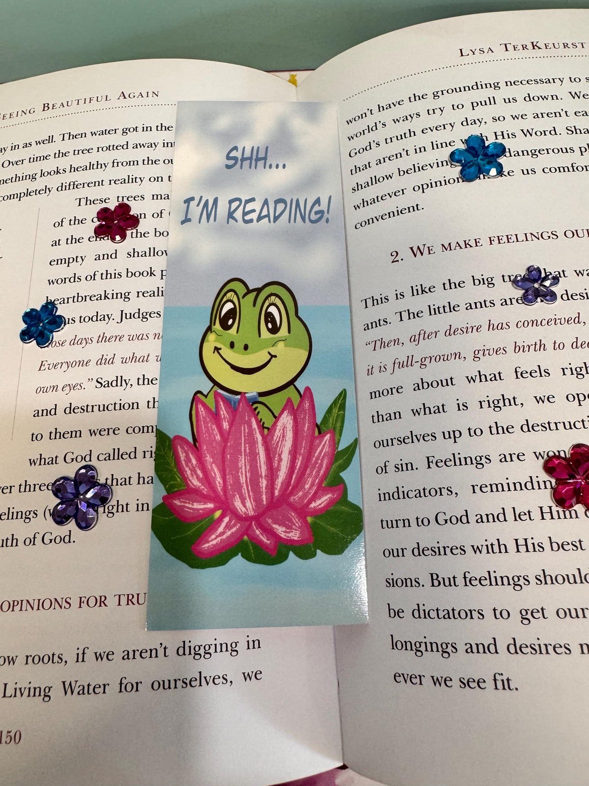 Frog Bookmark | Shh, I'm Reading | Laminated 2 × 6