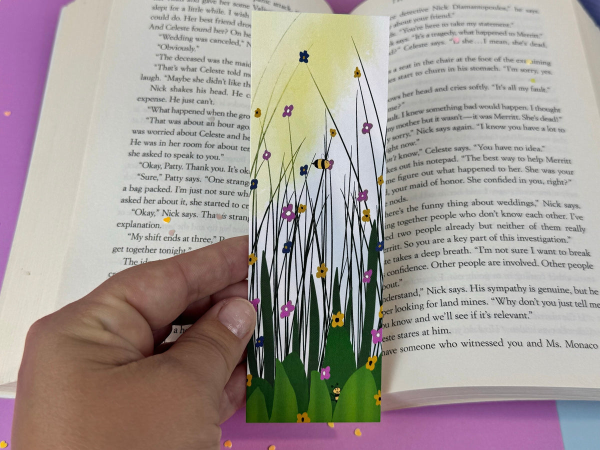 Bumblebee & Wildflower Meadow Laminated Bookmark