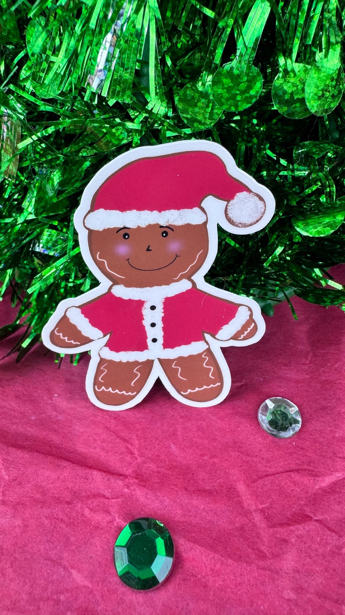 Gingerbread Man Santa Sticker | Hand Drawn Christmas Sticker | Holiday Vinyl Sticker | Laminated | Winter Planner & Gift Sticker