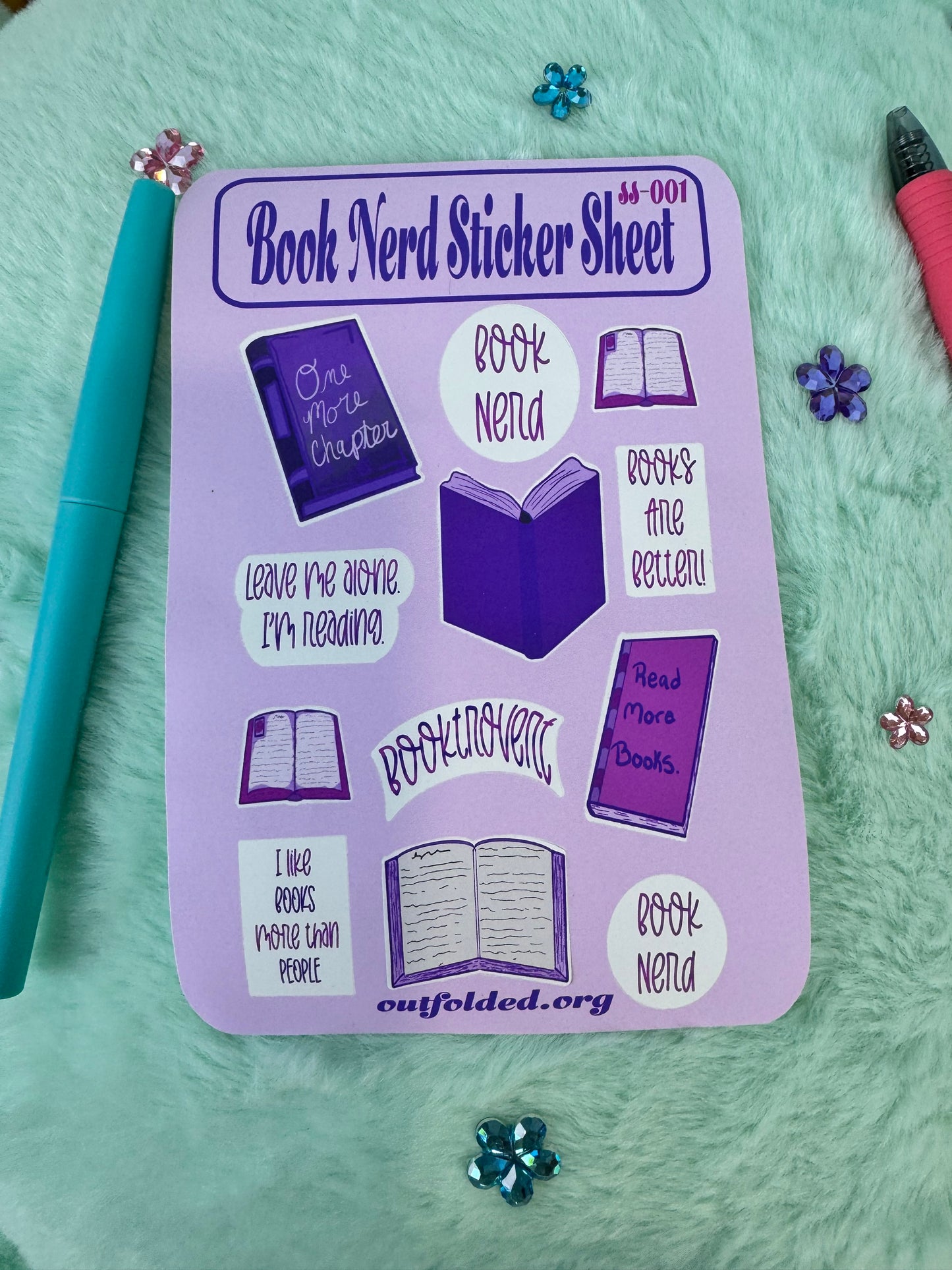 Planner Sticker Sheet Of Pink and Purple Bookish Stickers, Book Lover Stickers, For Readers, Book Nerd