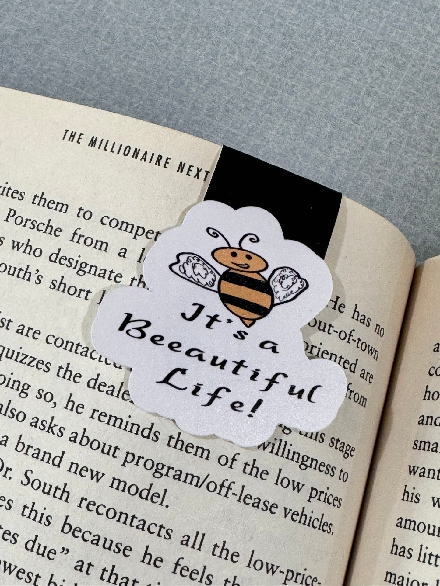It's A Beeautiful Life! Bumblebee and Flower Magnetic Bookmark, Double-sided