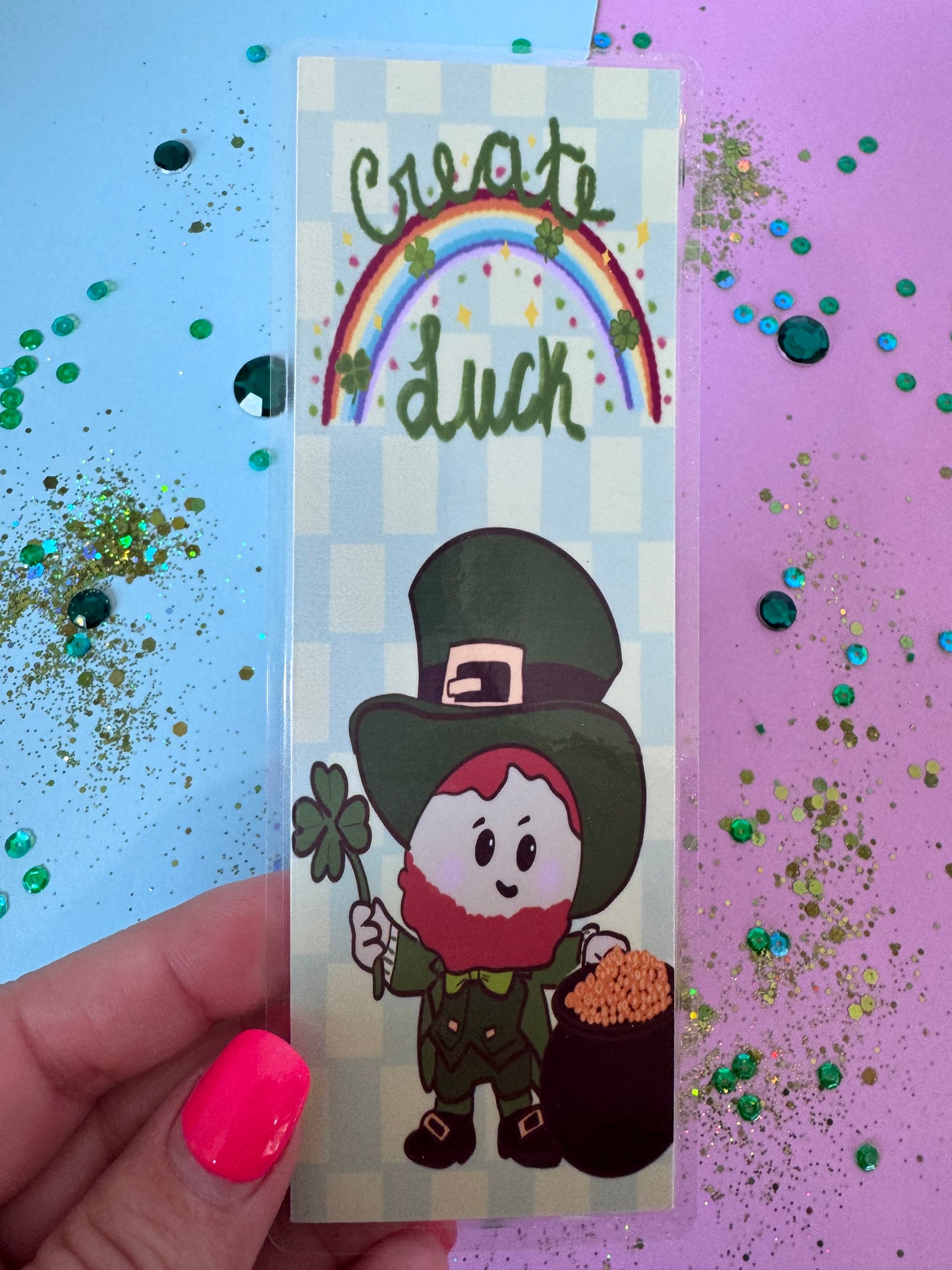 St. Patrick's Day Bookmark, Create Your Luck Inspirational Handmade Bookmark
