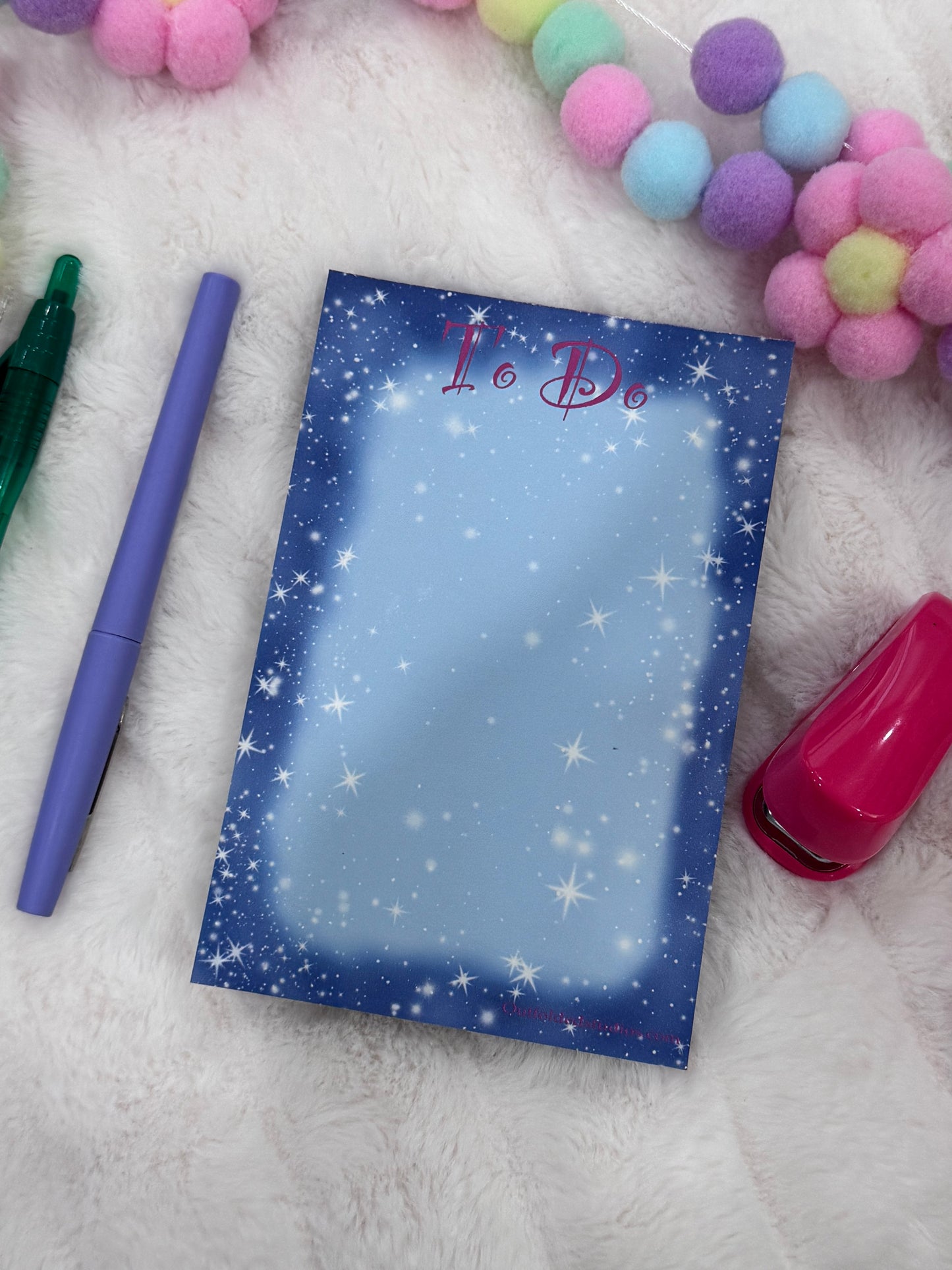 Whimsical To-Do Notepad, Handmade Memo Pad, Starry Night 50 Page Reminder List Pad
