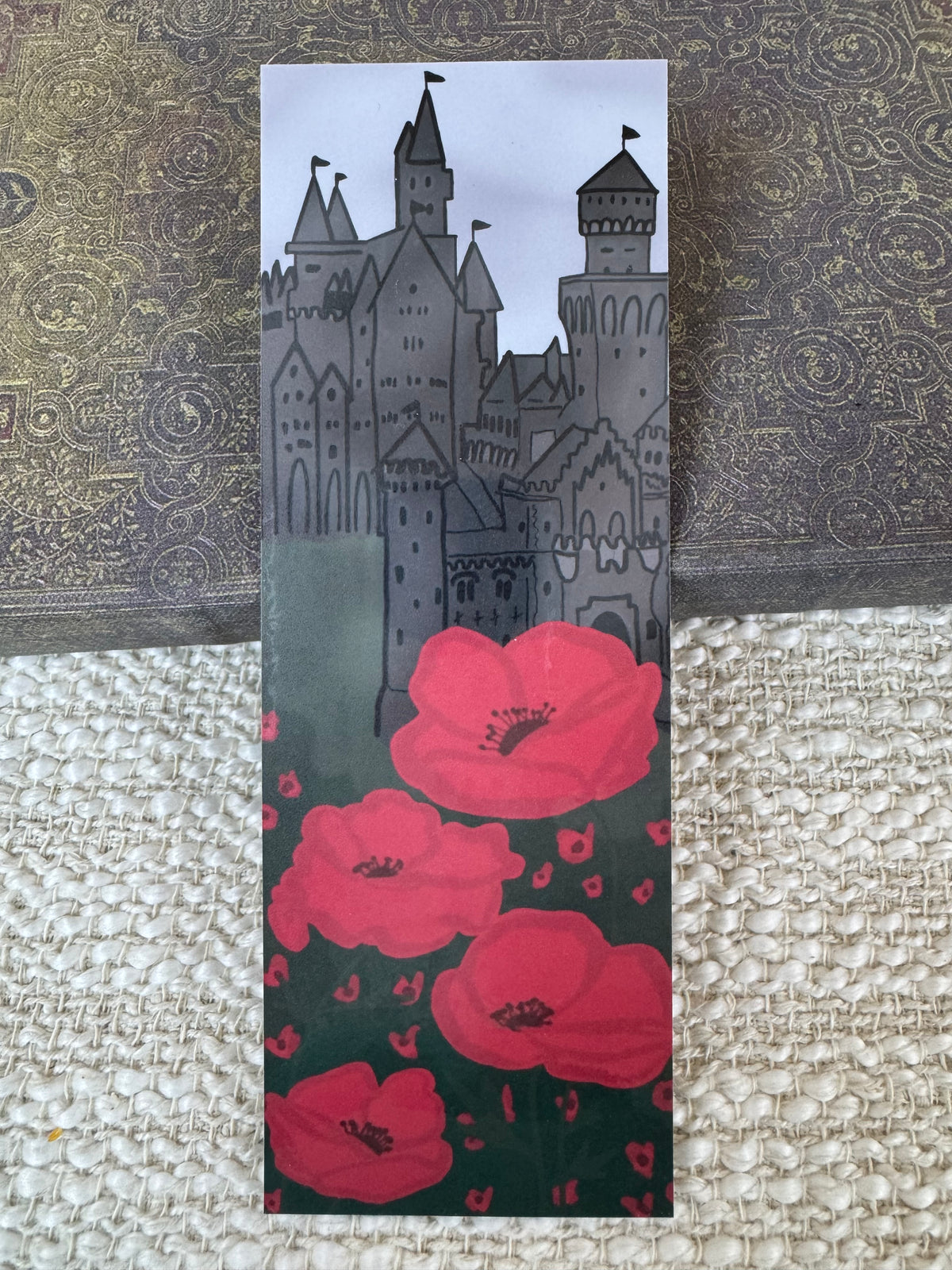 Dark Castle & Red Poppies Laminated Bookmark