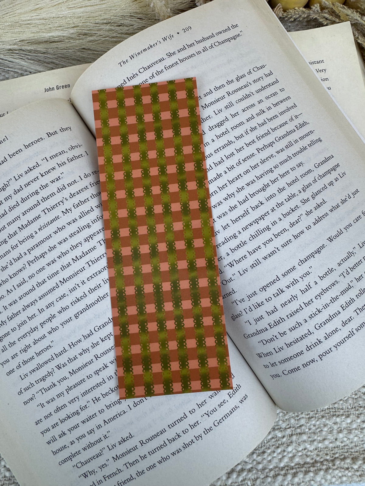 Retro Striped Bookmark | Burnt Orange & Greens