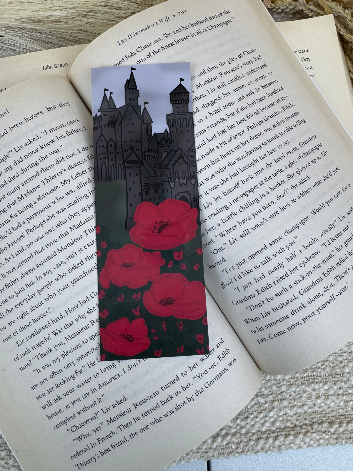 Dark Castle & Red Poppies Laminated Bookmark
