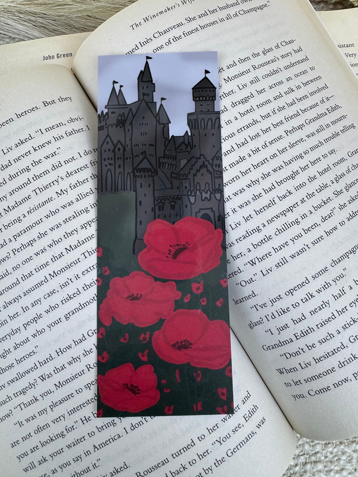 Dark Castle & Red Poppies Laminated Bookmark