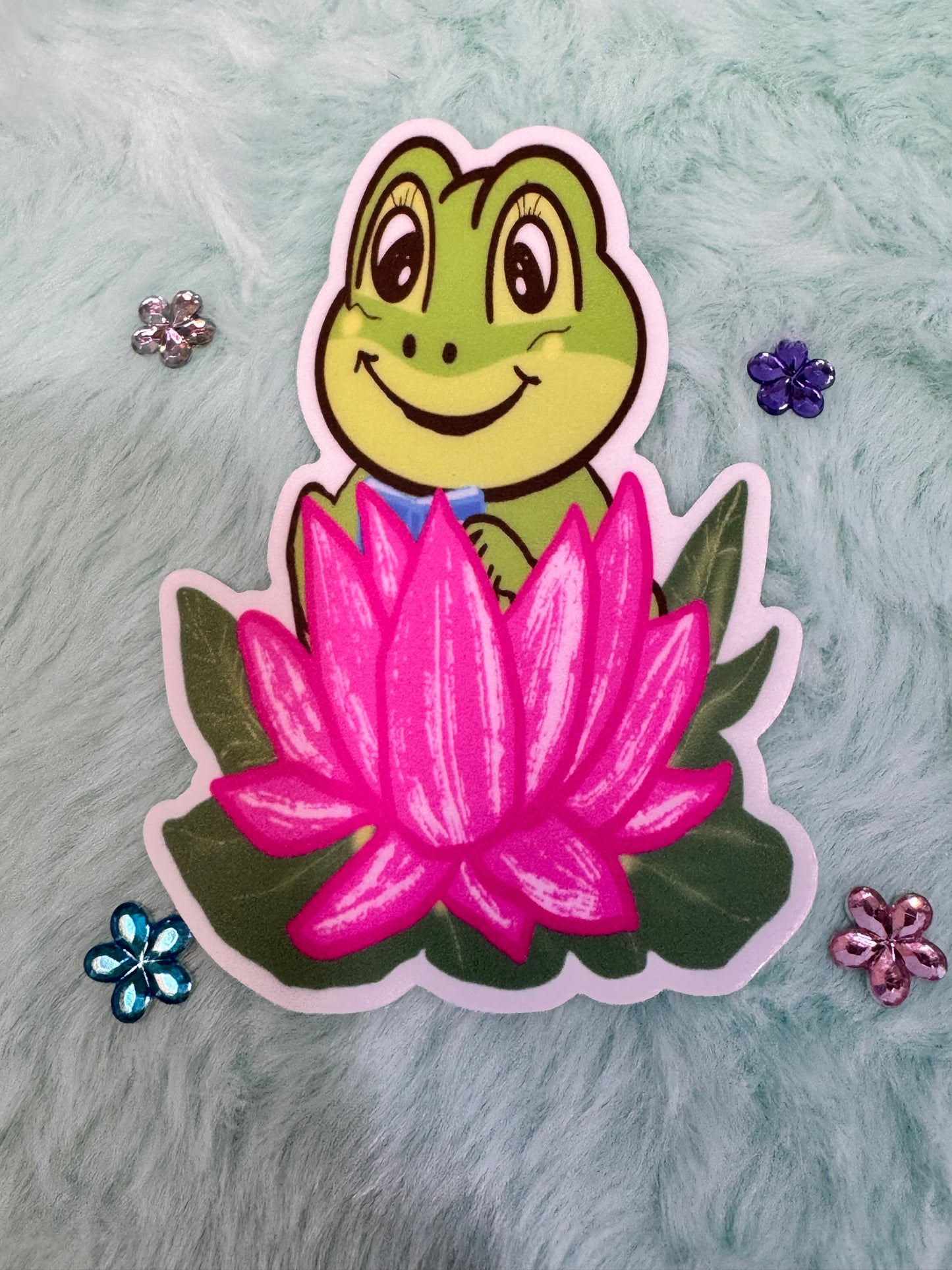 Frog Reading In A Lily Pad Sticker, Frog Who Loves Books, Waterproof Water Bottle Decor, Frog Theme Kindle Decoration, Vinyl Sticker