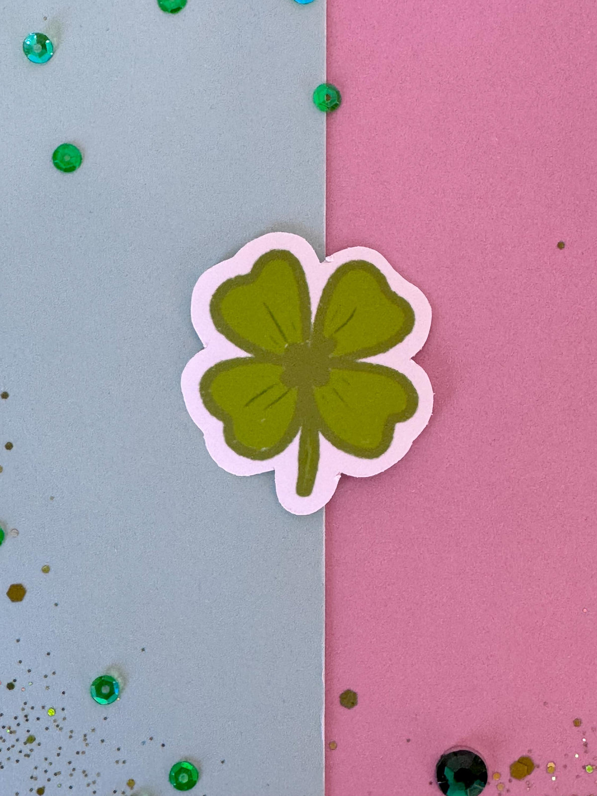 4 Leaf Clover Sticker, Hand Drawn Shamrock, Holographic Planner Journal (1.5x1.5 Inch)