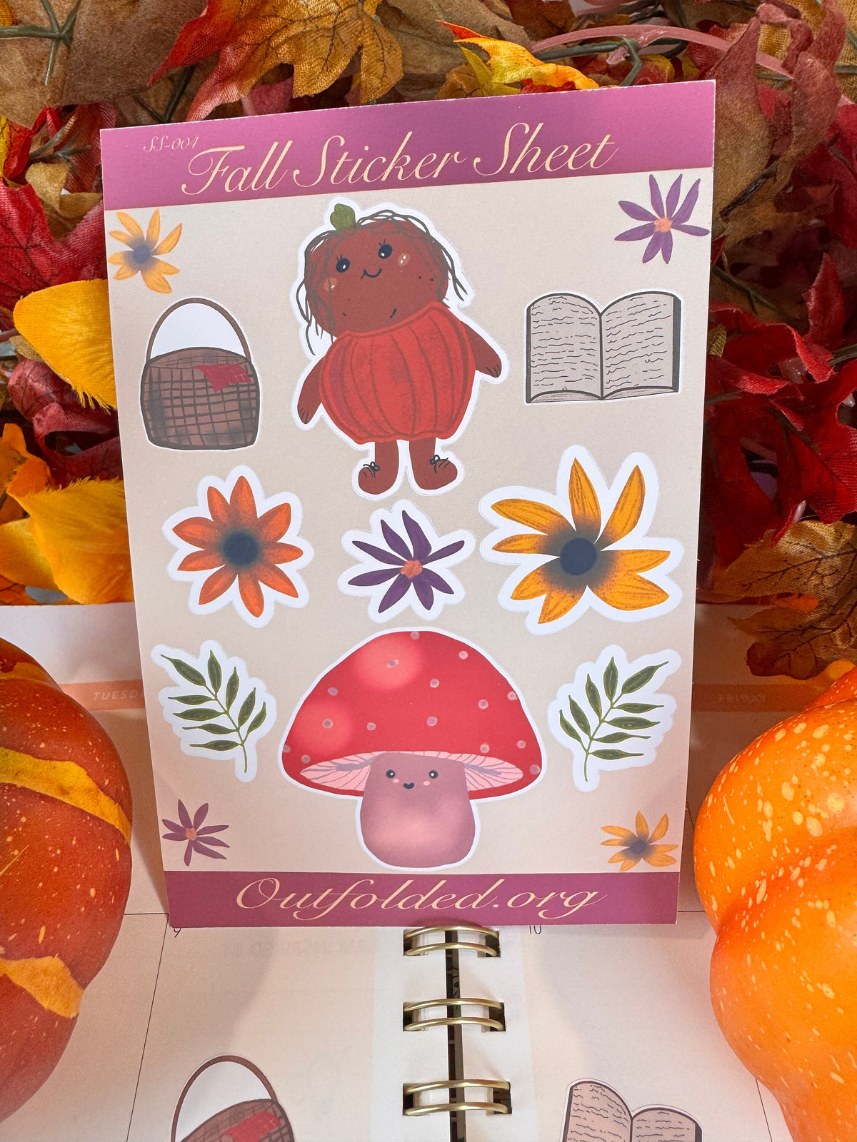 Fall Cute Characters Sticker Sheet, 4x6 Sheet with 9 Stickers