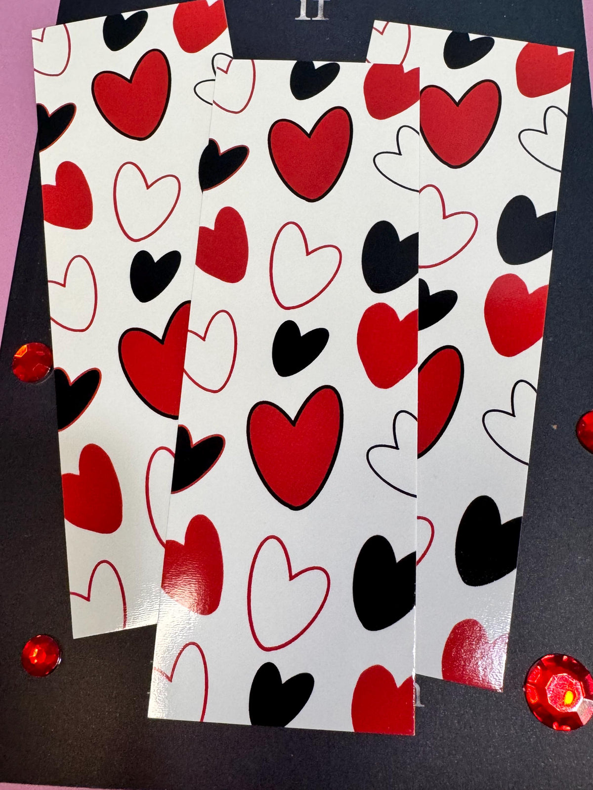 Red & Black Hearts Laminated Bookmark | Queen of Hearts