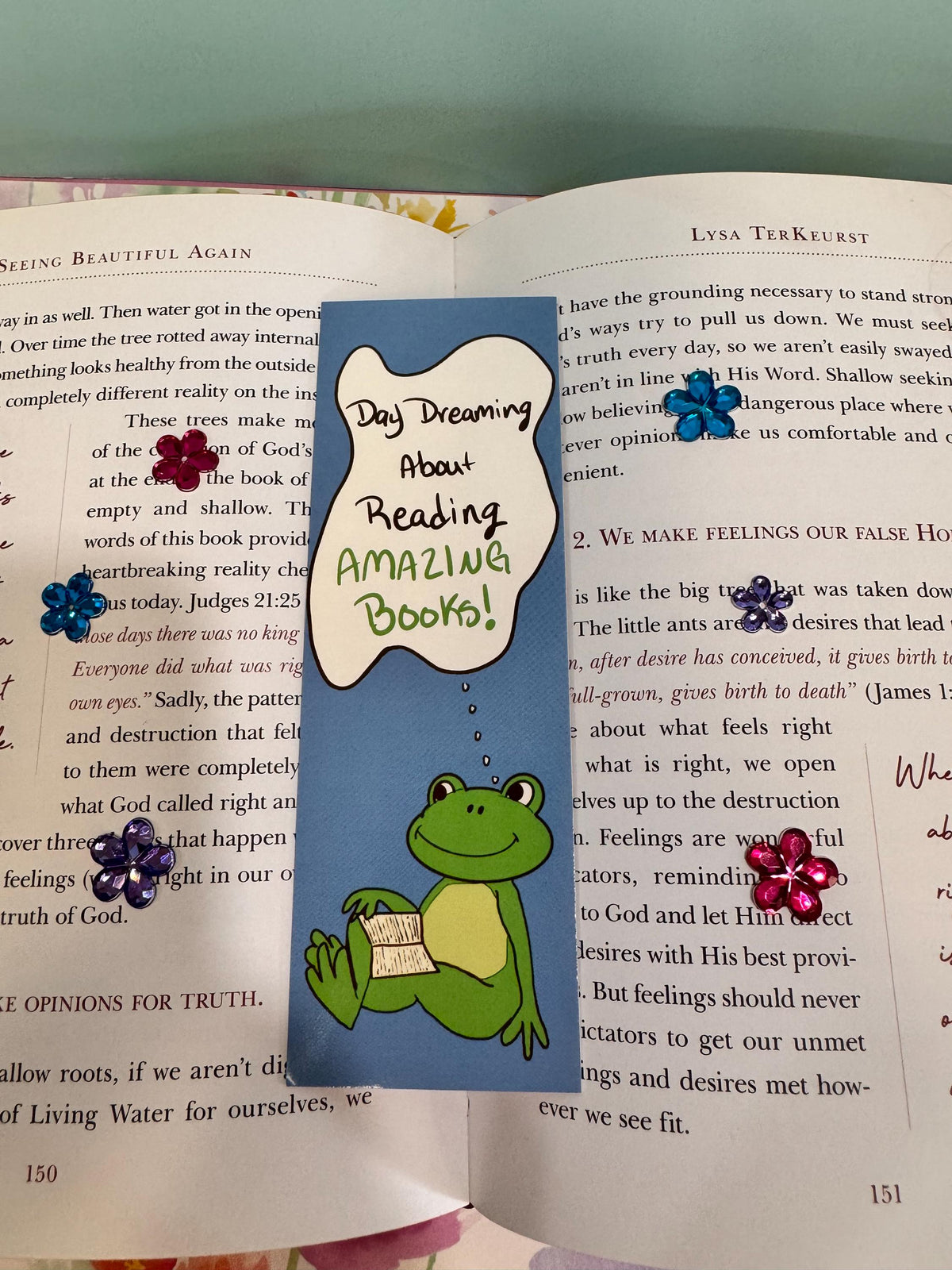 Frog Bookmark | Book Lover & Dreamer | Laminated 2 × 6