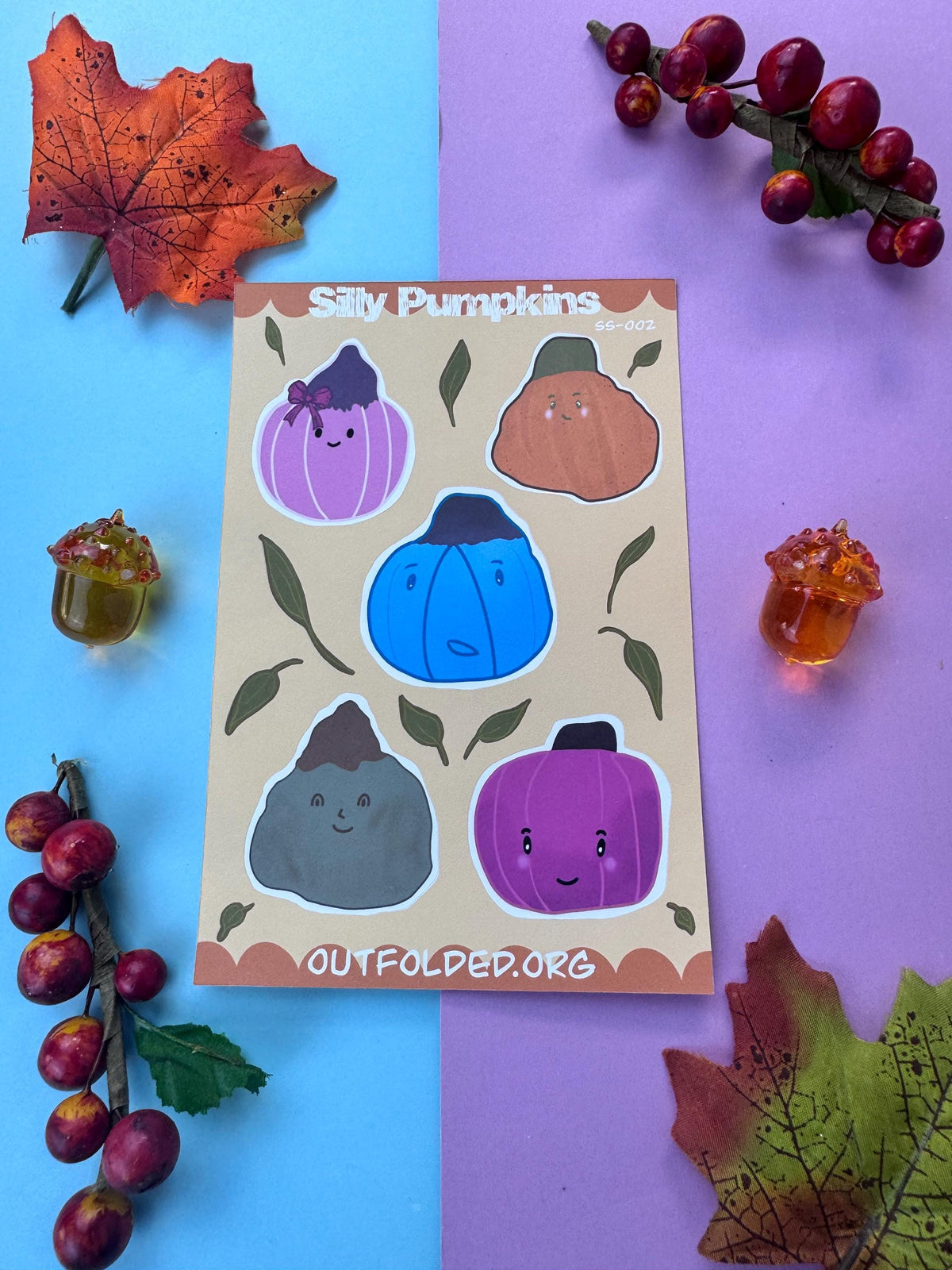 Silly Pumpkins Sticker Sheet - 5 Fun Pumpkin Designs for Scrapbooking, Agendas, Journals, & Playful Labels