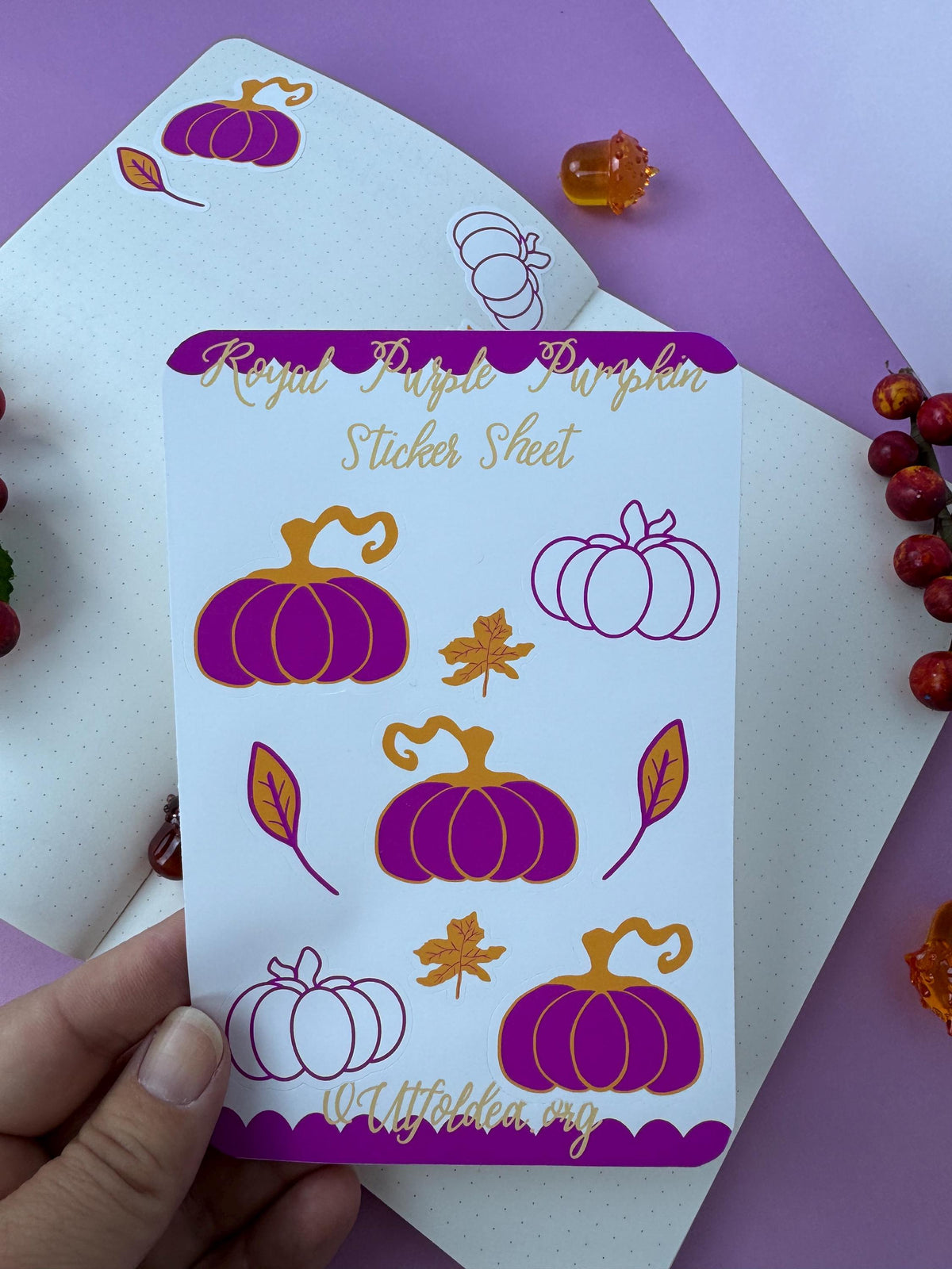 Royal Purple Pumpkin Sticker Sheet For Fall Planner Pages and Agendas For The Autumn Season