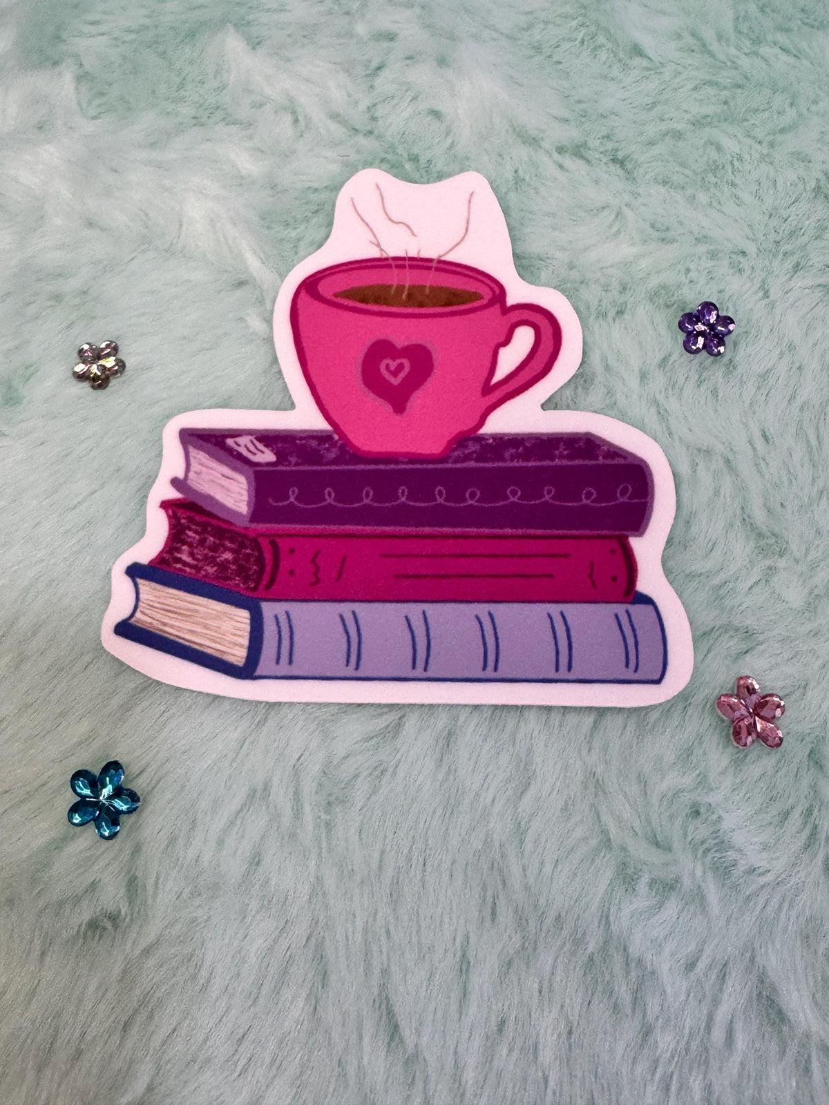 Books and Coffee Vinyl Sticker | Hand-Drawn Reader Gift