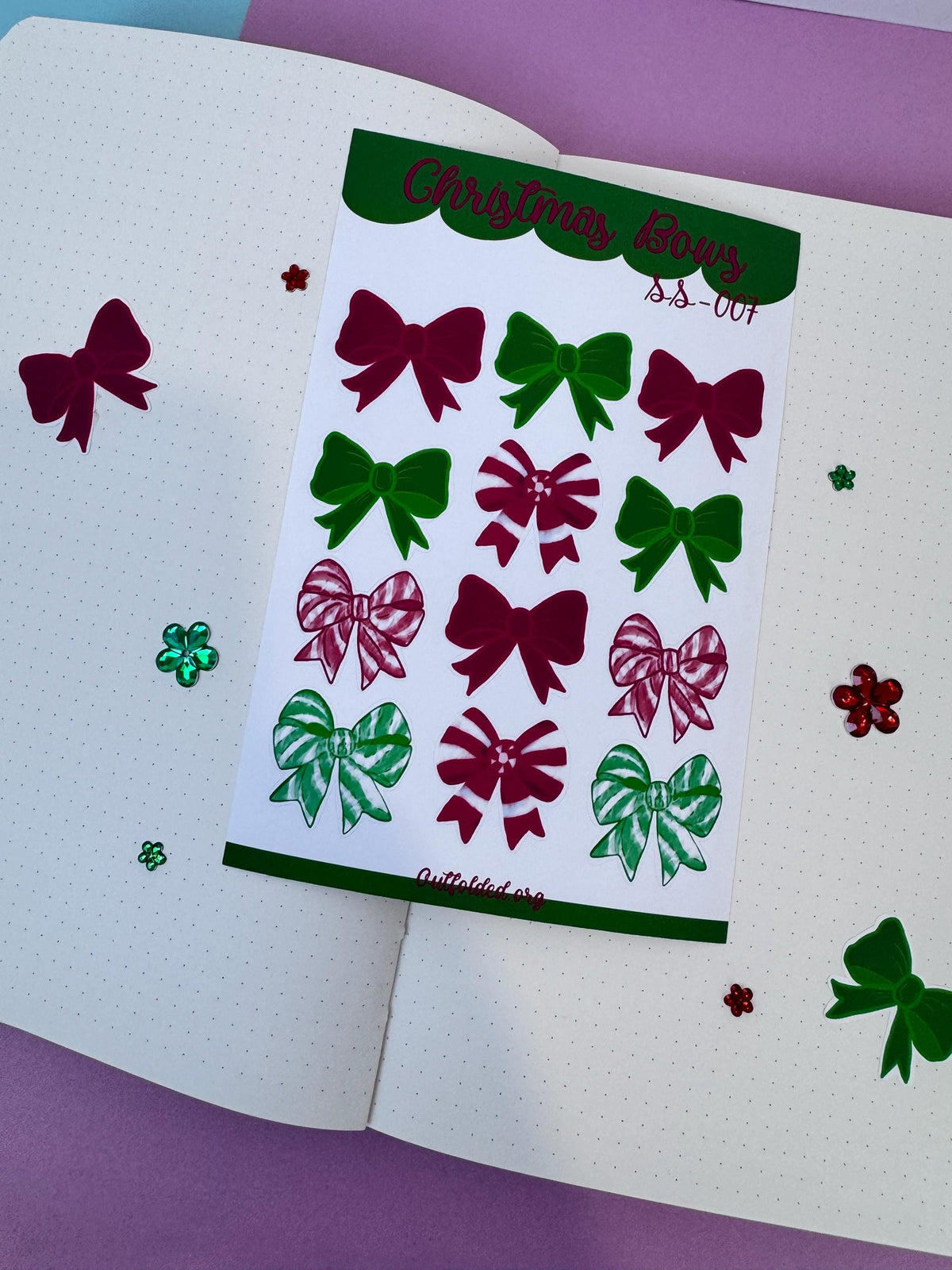 Pretty Bows Sticker Sheet | Christmas Planner Stickers