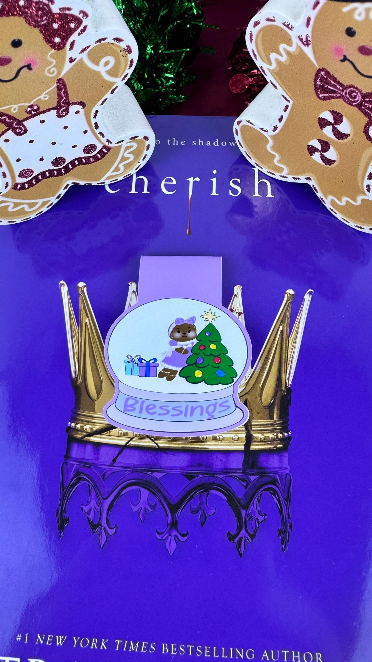 Gingerbread Girl Snowglobe Magnetic Bookmark | Christmas