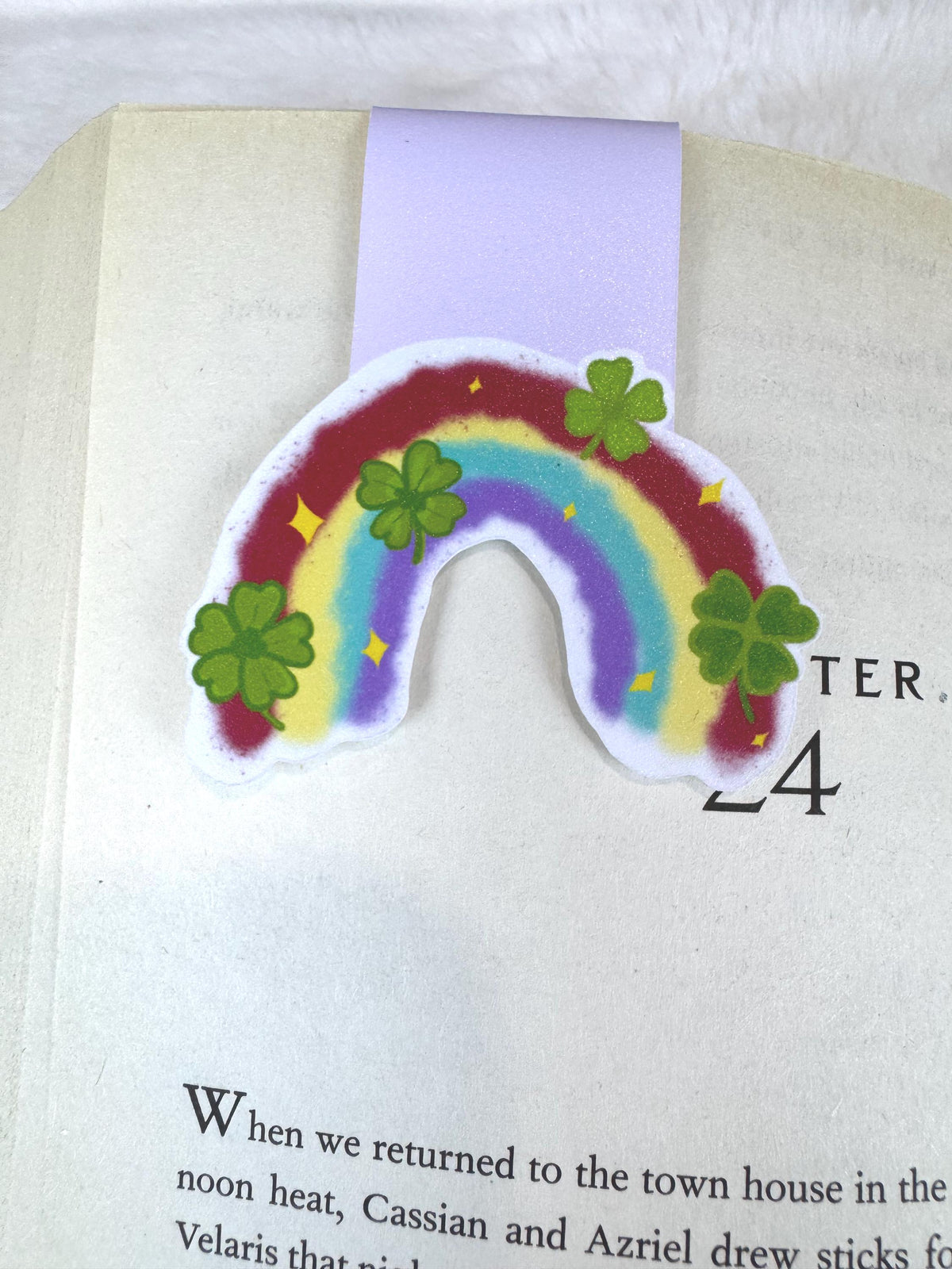 Rainbow and Lucky Clover Magnetic Bookmark
