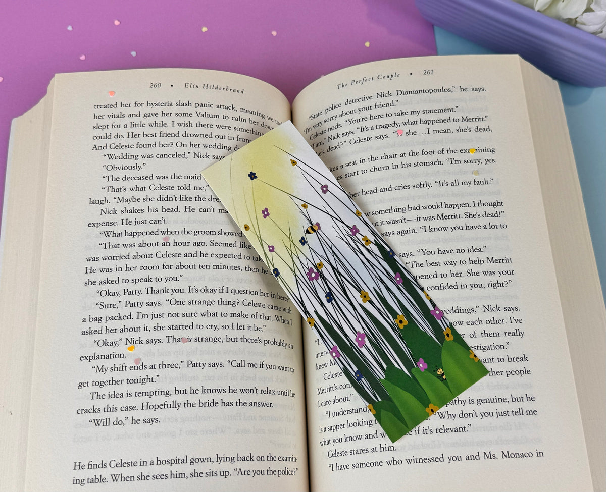 Bumblebee & Wildflower Meadow Laminated Bookmark