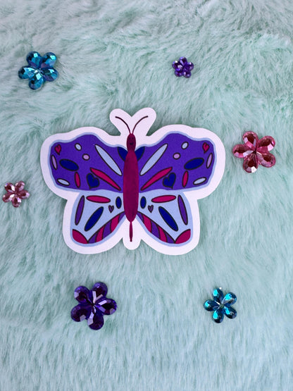 Purple Butterfly Sticker | Hand-Drawn Vinyl Sticker