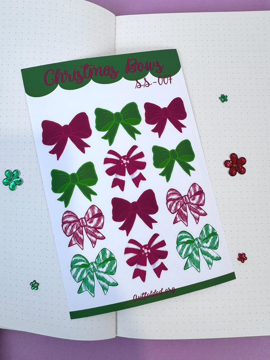 Sticker Sheet Of Pretty Bows- Holiday Planner Stickers