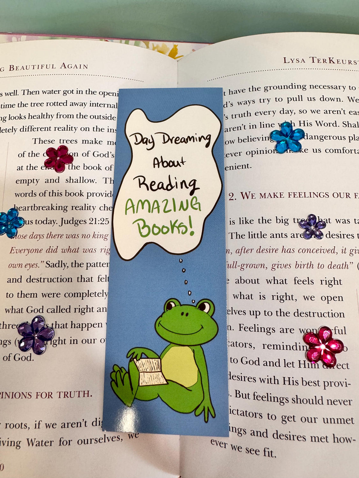 Frog Bookmark | Book Lover & Dreamer | Laminated 2 × 6