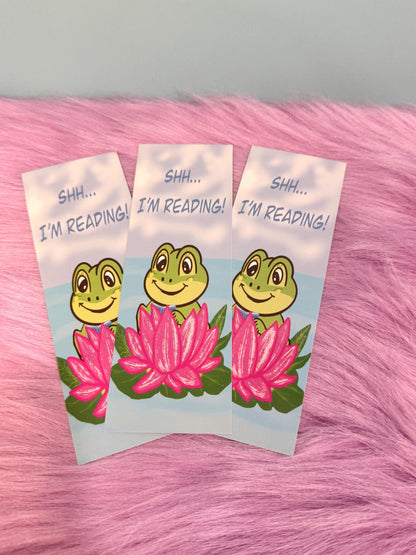 Frog Bookmark | Shh, I'm Reading | Laminated 2 × 6