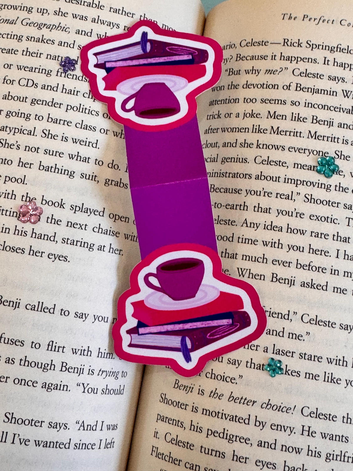 Book Stack & Coffee Magnetic Bookmark