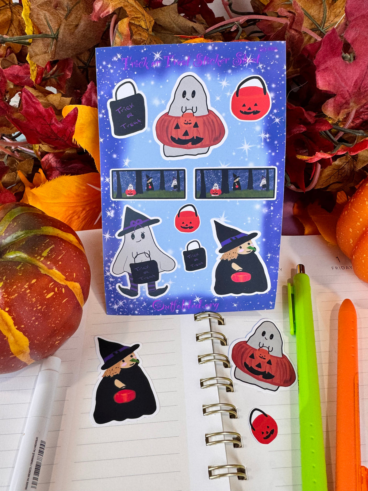 Halloween Trick-or-Treating Buddies Sticker Sheet | 9 Stickers