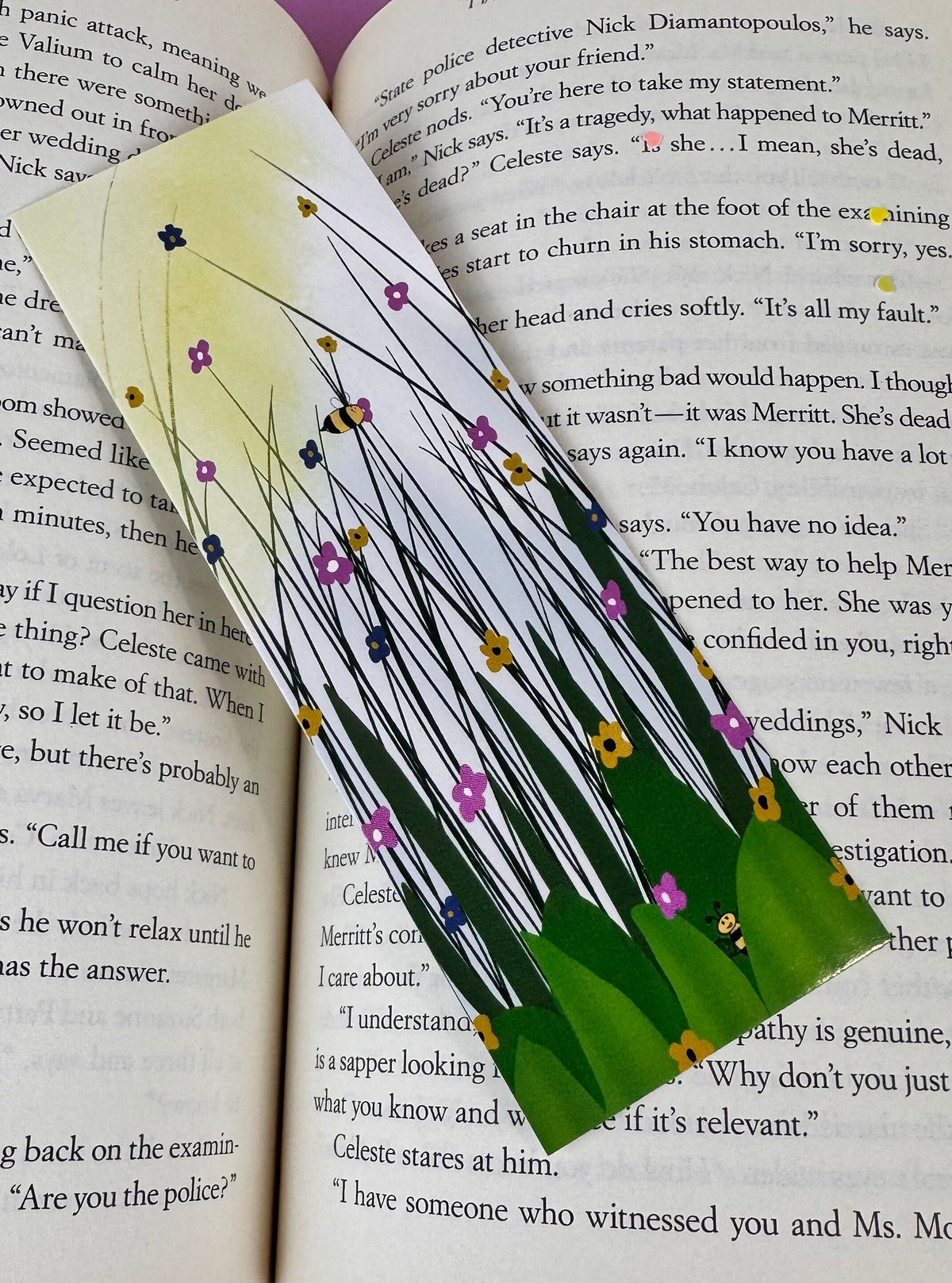 Bumblebee & Wildflower Meadow Laminated Bookmark