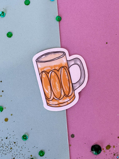 Mug of Beer Sticker, Cheers Laminated or Matte Sticker For Planners, Journals, Agendas