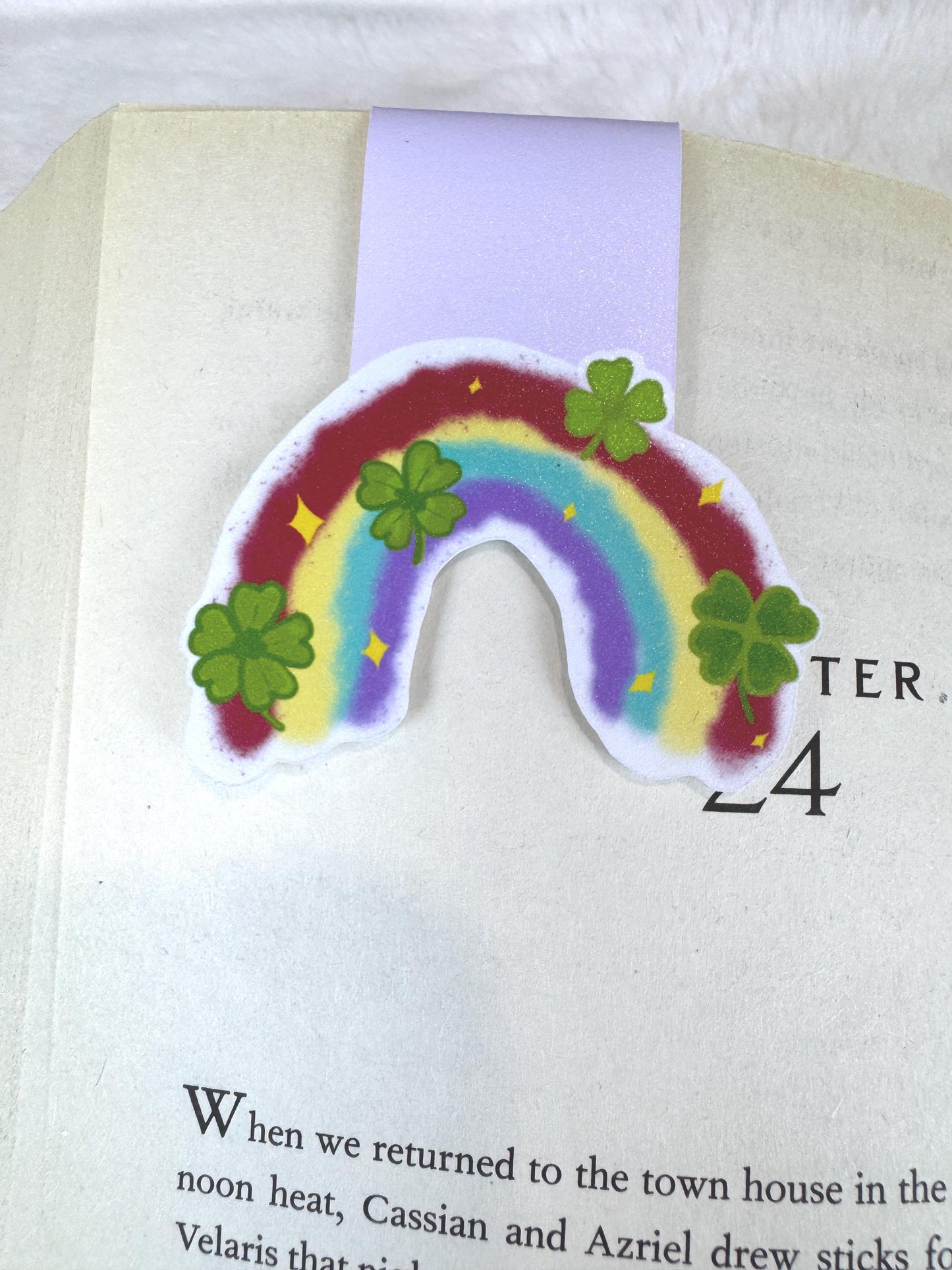 Rainbow and Lucky Clover Magnetic Bookmark