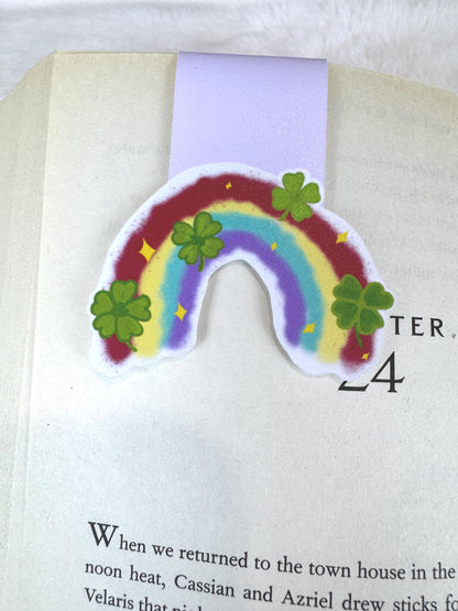 Rainbow and Lucky Clover Magnetic Bookmark